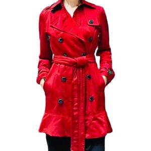 Vintage Andrew Marc Red Trench Coat Size XS